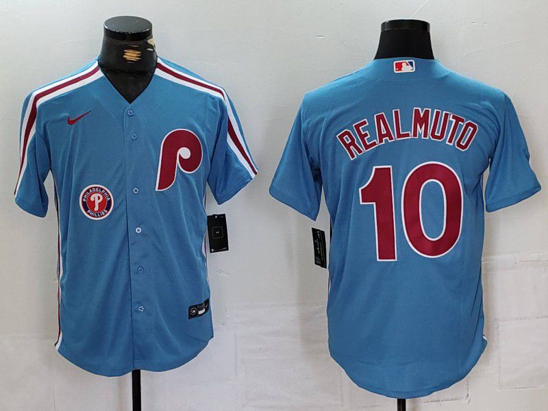 Men Philadelphia Phillies #10 Realmuto Blue Throwback 2024 Nike MLB Jersey style 2->philadelphia phillies->MLB Jersey